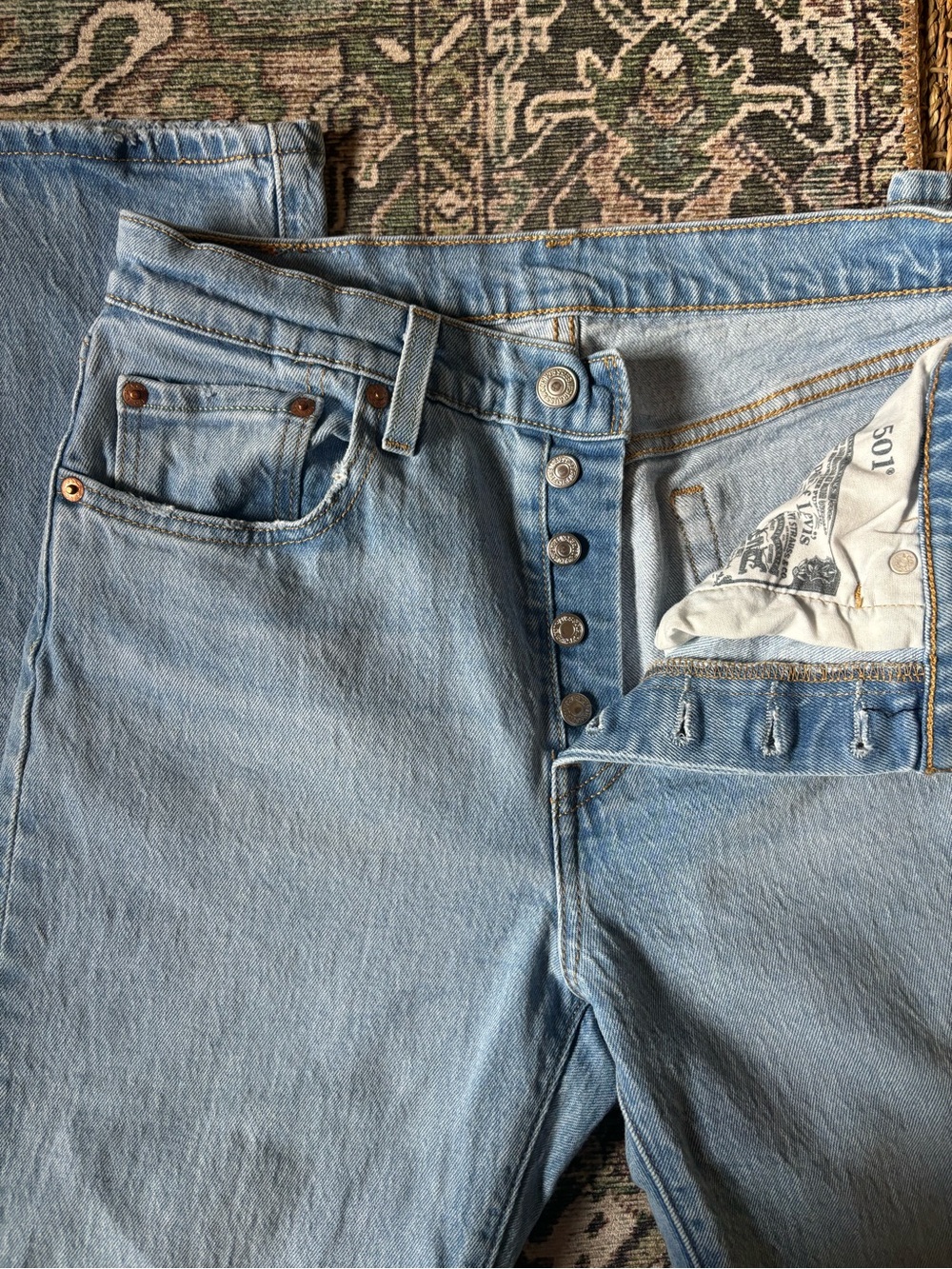 Levi's Straight Light Blue Jeans with Button Fly